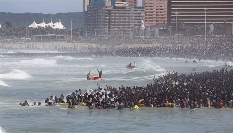 Thousands Of People Celebrate New Years Day On A Beach In Durban