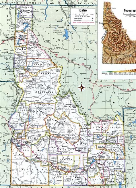 Map Of Idaho State With Highwayroadcitiescounties Idaho Map Image