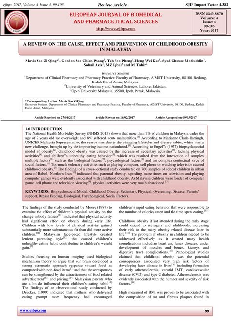 For more information about childhood obesity, visit child & teen healthy weight and obesity. (PDF) A REVIEW ON THE CAUSE, EFFECT AND PREVENTION OF ...