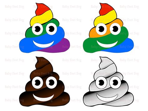 Bundle Rainbow Poop Emoji Svg Poop Emoji Png Files Unicorn Poop Svg