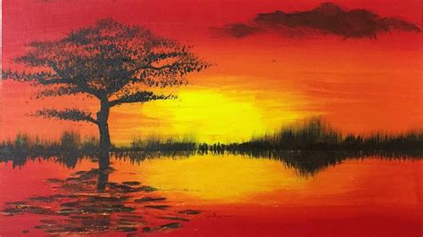 Easy Acrylic Painting For Beginners Step By Step Sunset Simple