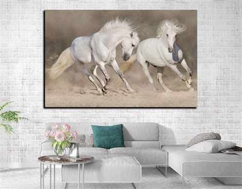 Horses Wall Artlarge Running Horseswhite Horses Canvas Print Horses