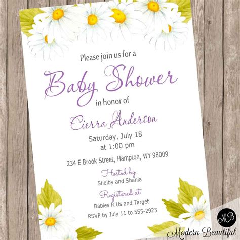 Daisy Baby Shower Invitation Girl Baby Shower Invitation Etsy