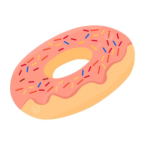 Cartoon Donut Pink Glaze Vector Illustration Donut Pink Donut Cartoon