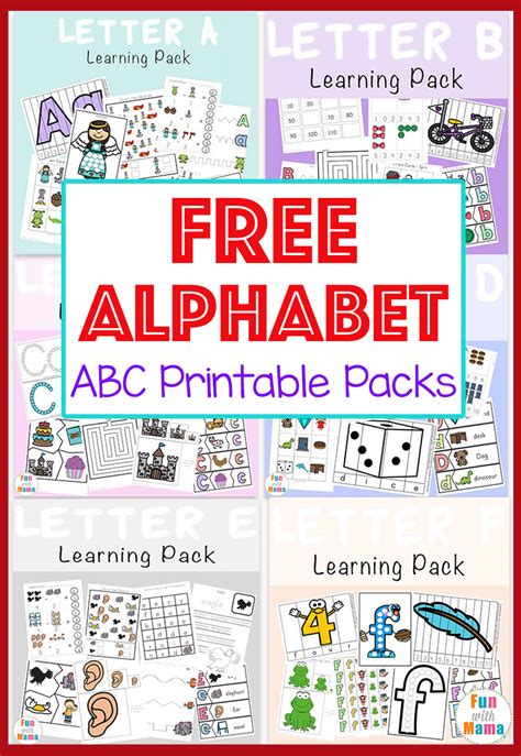 Free Alphabet Abc Printable Packs Fun With Mama