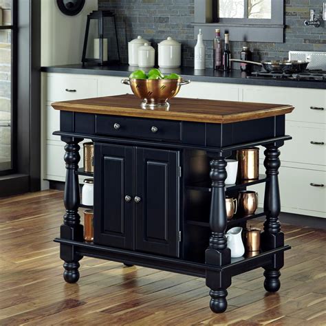 Home Styles Americana Black Kitchen Island With Storage 5082 94 The