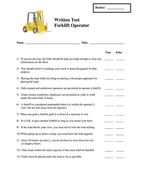 Wssca Written Test Forklift Operator Fill And Sign Printable Template
