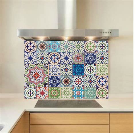 Jinchan moroccan tile tablecloth linen textured for kitchen geometric trellis printed table cover for wedding party banquet decoration 1 panel 54 l brown. Moroccan Tiles Glass Splashback