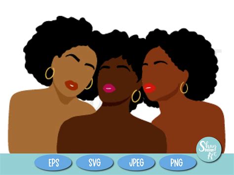 group of black afro women sisters svg abstract black women clipart group of natural hair black