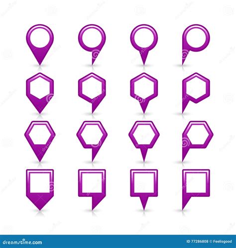 Flat Purple Color Map Pin Sign Location Icon Stock Vector