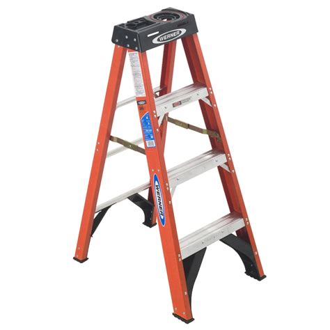 Werner 4 Ft Fiberglass Type 1a 300 Lbs Capacity Step Ladder At