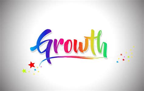 Growth Handwritten Word Text With Rainbow Colors And Vibrant Swoosh