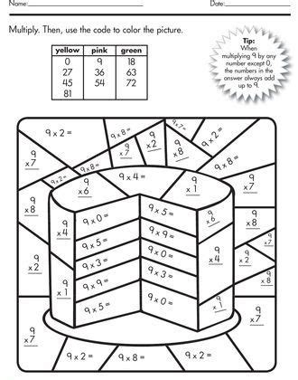 Multiplication Coloring Worksheets | Math coloring worksheets, Math