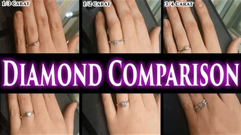 Carat Diamond Size Comparison On Finger Hand W 3 2 4 Ct Engagement
