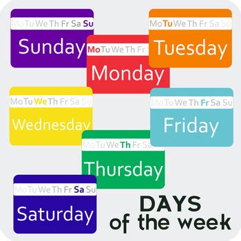 Days Of The Week Colourful Flashcards By Language Stuff TpT