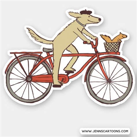 Cute Cycling Dog And Squirrel Fun Animal Friends Sticker