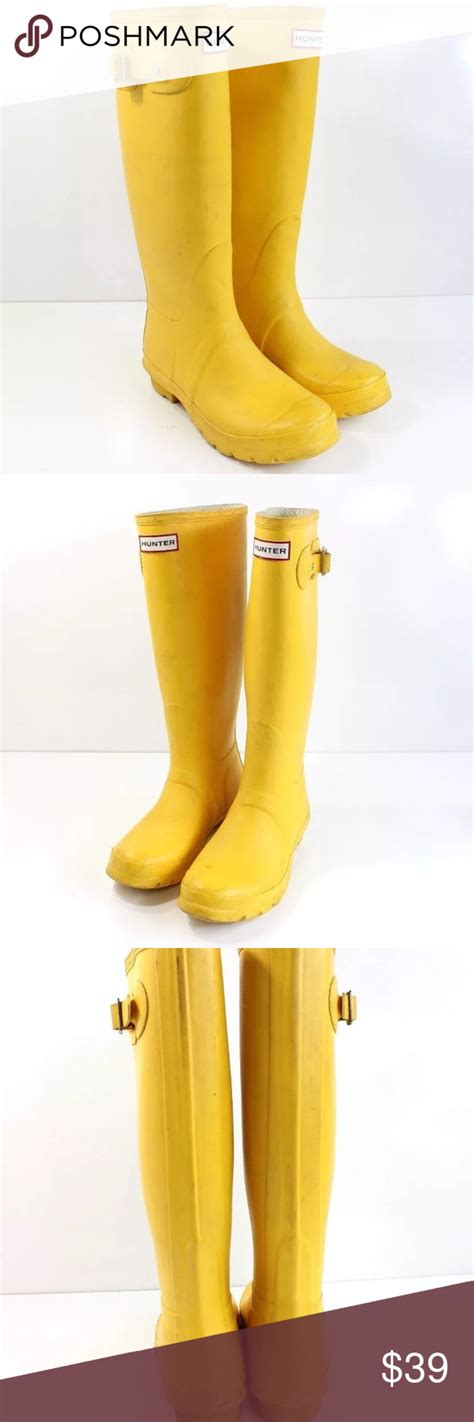 Hunter Original Tall Yellow Rubber Rain Boot 7 38 Boots Rubber Rain