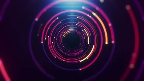 Abstract Background With Animation Of Flight In Abstract Futuristic Tunnel With Neon Light