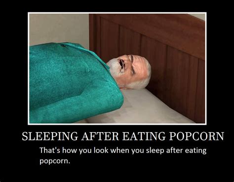 Sleeping After Eating Popcorn Meme Poster By Littleblueberrysmile On