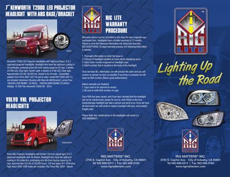New Truck Headlight Brochure Rig Matters Inc