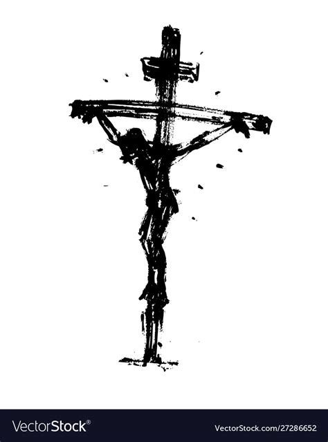 Jesus On Cross Hand Drawn Sketch Royalty Free Vector Image