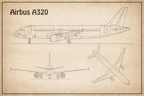 Airbus A320 Airplane Blueprint Drawing Plans S Digital Art By