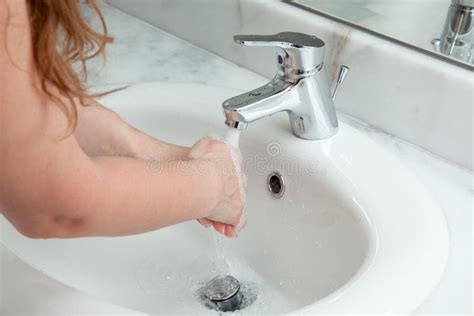 Woman Washing Hands In Bathroom Stock Image Image Of Hygiene Modern