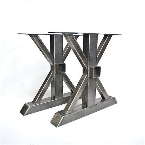Attach bun feet to the bottom of a wooden table. Steel Table Legs, Trestle, DIY Table legs, Wood beam ...