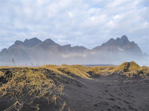 Iceland Spiky Mountains Of Vestrahorn Stock Photo Image Of