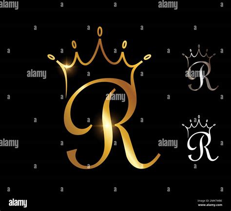 A Vector Illustration Set Of Golden Monogram Crown Initial Letter R Stock Vector Image And Art Alamy