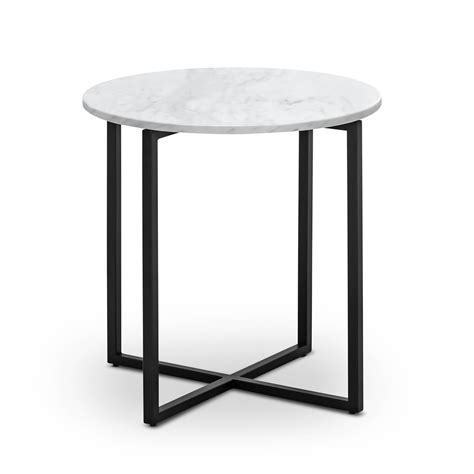 Ellie Marble Round Side Table White And Black Eastern Warehouse