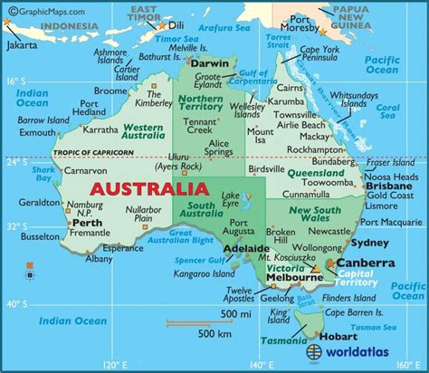 Austrálie Na Mapě Australië Aardrijkskunde Reizen