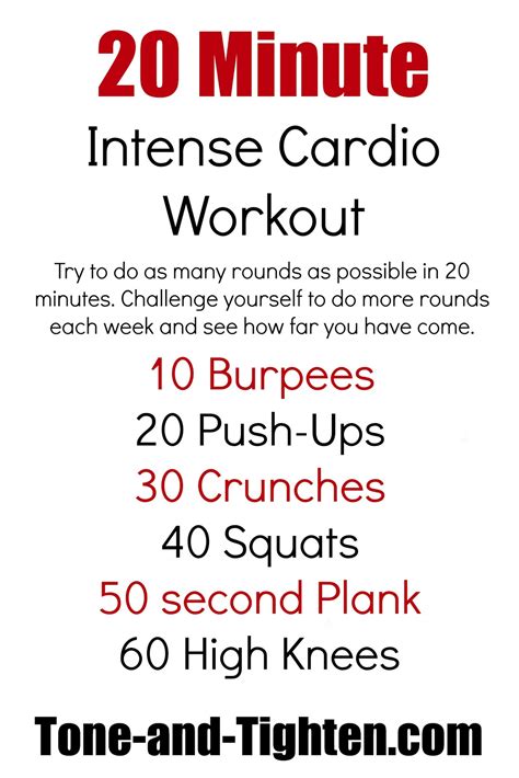 20 Minute Intense Cardio Workout How Many Rounds Can You Do Tone