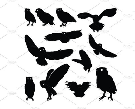 9 Owl Silhouette Designs Vector Eps Format Download Design Trends