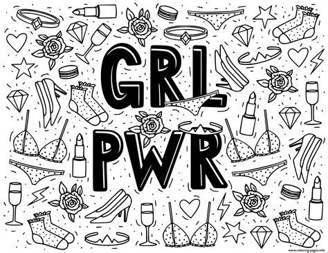 Doodle Girl Power Coloring page Printable