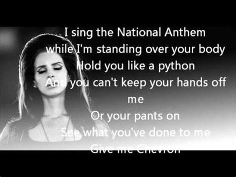 I'm smoking while i'm runnin' on my treadmill but i'm coming up roses could it be that i fell for another loser? Lana Del Rey - National Anthem with lyrics - YouTube