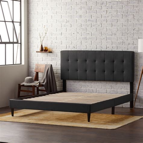 Rest Haven Upholstered Square Tufted Platform Bed Twin Xl Charcoal