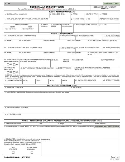 Blank Da Form 2166 9 1 Fill Out And Print Pdfs