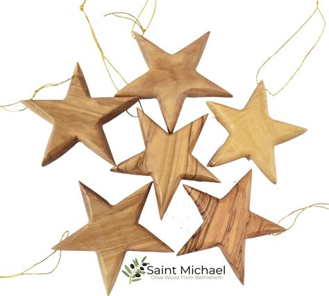 Olive Wood Ornament Star Hand Carved Olive Wood Holy Land