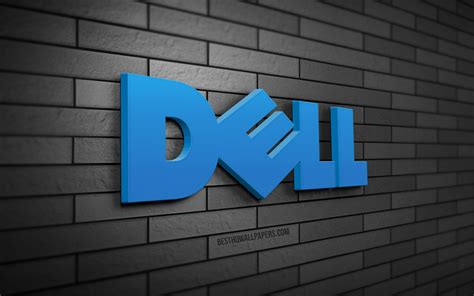 Download Wallpapers Dell 3d Logo 4k Gray Brickwall Creative Brands
