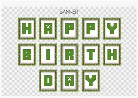 Minecraft Happy Birthday Banner Printable Clipart Minecraft Transparent