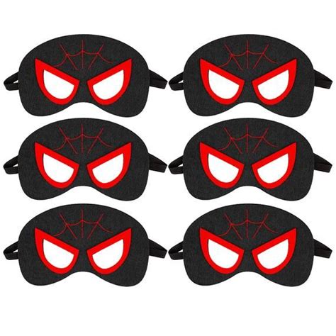6 Miles Morales Spiderman Spider Verse Felt Masks For Kids Boys And Girls