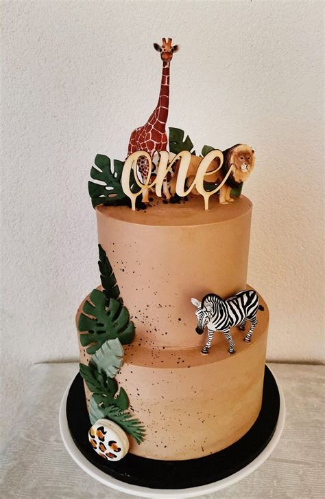 Lichtbruine Jungle Taart Jungle Birthday Cakes Animal Birthday Cakes