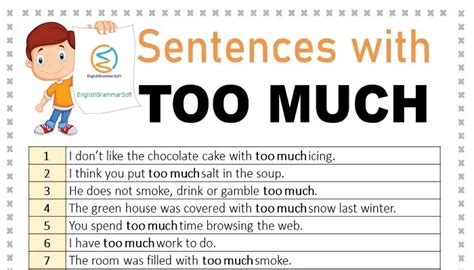 Make Sentences With Too Much Englishgrammarsoft