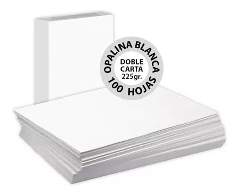Opalina Blanca Doble Carta 225 Gr 100 Hojas