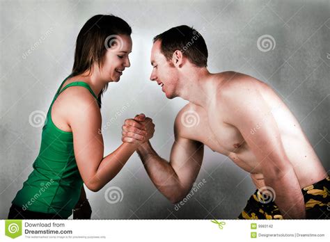 Couple Arm Wrestling Stock Photo Image Of Smile Conditioning 9983142