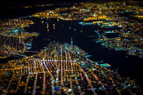 Stunning View Of New York At Night Seen From The Sky