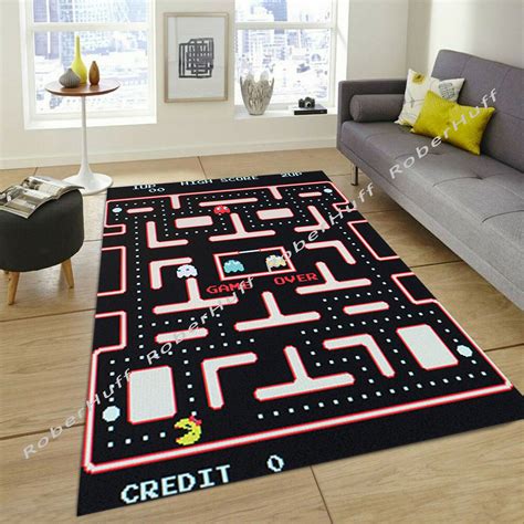 Ms Pac Man Rug Arcade Marquee Video Game Game Plush Floor Etsy