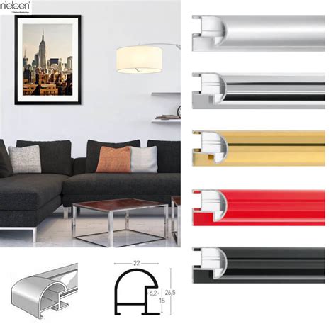 Wohnküche mit kochinsel und barlösung in dekor kernapfel und perlweiß. Nielsen Alu-Bilderrahmen 90x90 cm, Profil 22 mm - 5 Farben