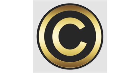 Gold Copyright Symbol Classic Round Sticker